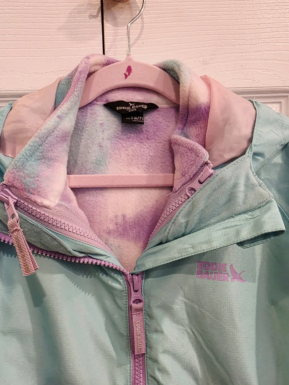 Eddie Bauer Mint Green and Lavender Two-Tone Kids' 2-layer Jacket, Size 6/7